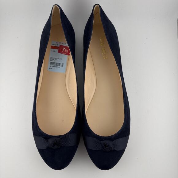Nine West Benna Navy Blue Suede Leather Flats Ballet Slip on Pumps Size 7.5‎ NWB - Picture 5 of 8